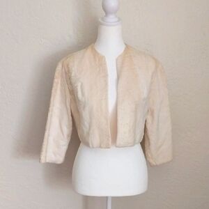 Vintage Faux Fur Elegant Cream Women's Bolero Style Jacket